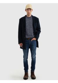 Big-Star - Sweter męskie z kontrastowymi ściągaczami granatowy Softon 403. Kolor: niebieski. Materiał: jeans, materiał. Styl: elegancki