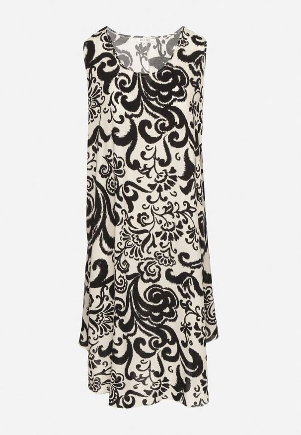 Born2be - Czarna Bawełniana Sukienka ze Wzorem Paisley Zirelia. Okazja: na co dzień. Typ kołnierza: dekolt w serek. Kolor: czarny. Materiał: bawełna. Wzór: paisley. Sezon: lato. Styl: casual