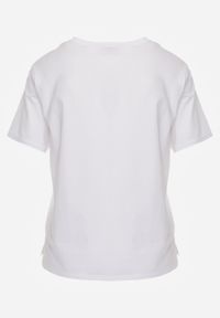 Born2be - Biały T-shirt z Bawełny z Dłuższym Tyłem i Rozcięciami po Bokach Cordalea. Okazja: na co dzień. Kolor: biały. Materiał: bawełna. Długość: długie. Styl: casual, elegancki #6