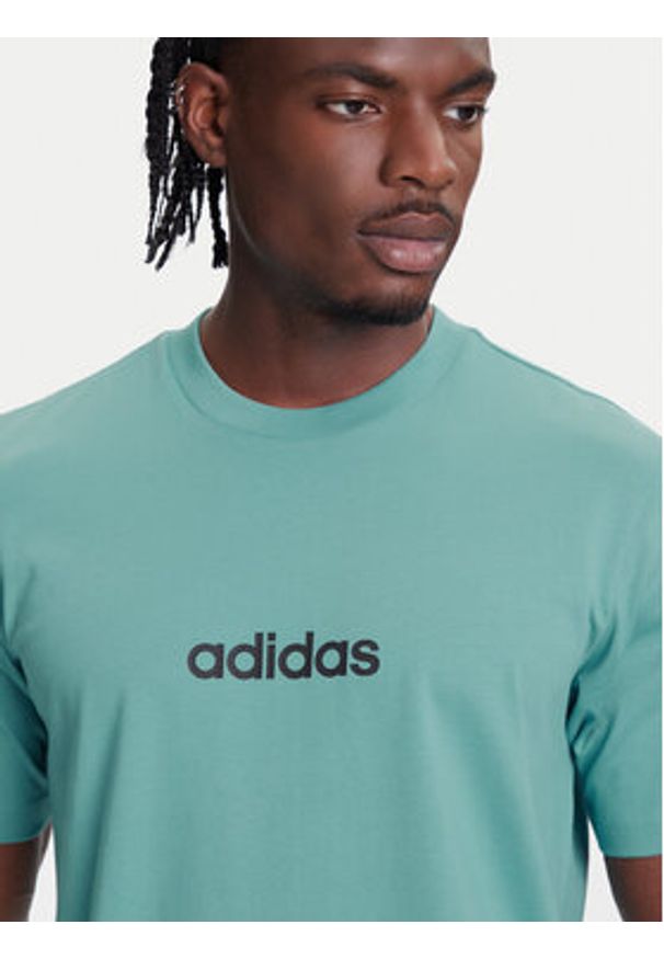 Adidas - adidas T-Shirt Essentials Linear JX5707 Turkusowy Regular Fit. Kolor: turkusowy. Materiał: bawełna