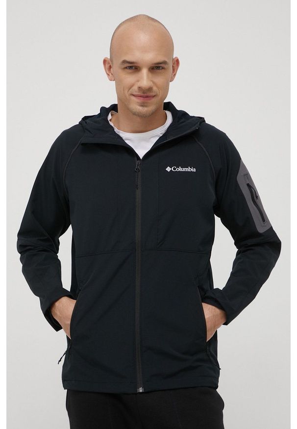 columbia - Columbia kurtka outdoorowa Tall Heights kolor czarny przejściowa. Kolor: czarny. Materiał: tkanina, materiał, softshell. Długość rękawa: raglanowy rękaw. Długość: długie