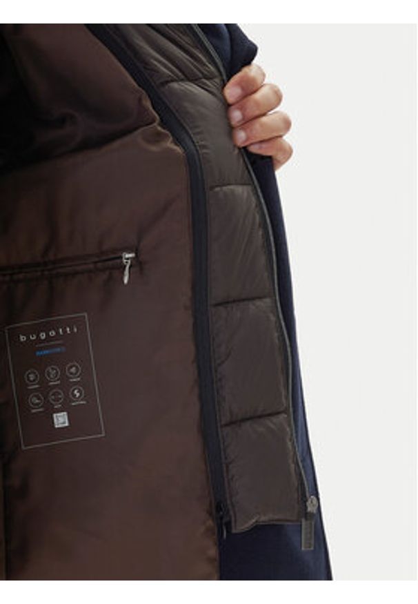 Bugatti Płaszcz wełniany 874228-81063 Granatowy Regular Fit. Kolor: niebieski. Materiał: syntetyk