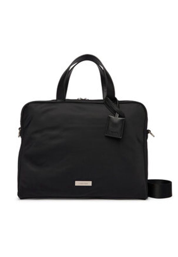 Calvin Klein Torba na laptopa Sleek Slim Commuter LV04D3351G Czarny. Kolor: czarny. Materiał: skóra