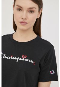 Champion t-shirt bawełniany 115045 kolor czarny. Kolor: czarny. Materiał: bawełna. Wzór: aplikacja #5