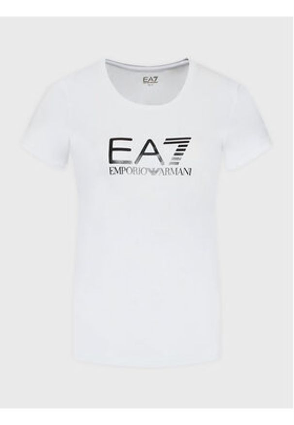 EA7 Emporio Armani T-Shirt 8NTT66 TJFKZ 0102 Biały Slim Fit. Kolor: biały. Materiał: bawełna