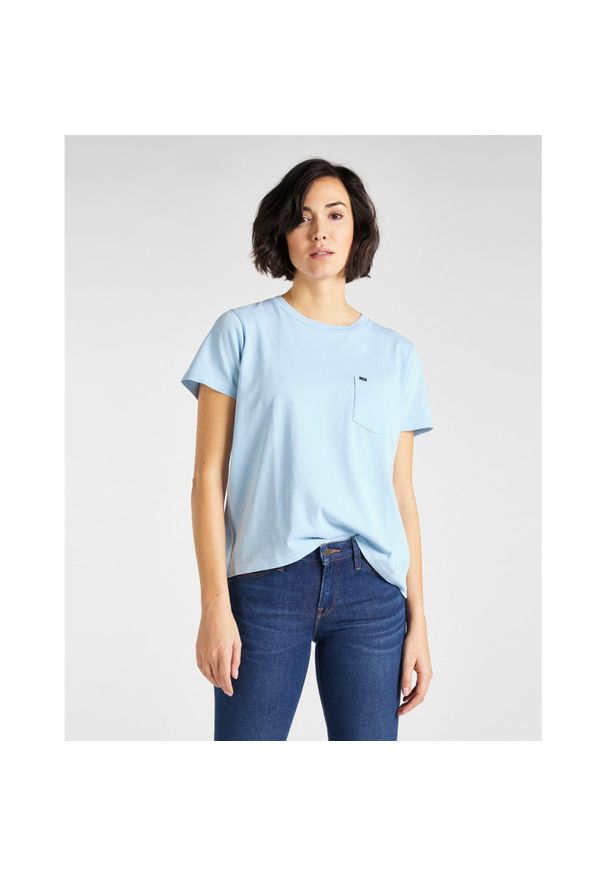 Lee - DAMSKI T-SHIRT LEE GARMENT DYED TEE RELAXED FIT SKY BLUE L40RETNR 112108708