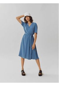 Vila Sukienka koszulowa Moashly 14089260 Niebieski Regular Fit. Kolor: niebieski. Materiał: wiskoza. Typ sukienki: koszulowe #2