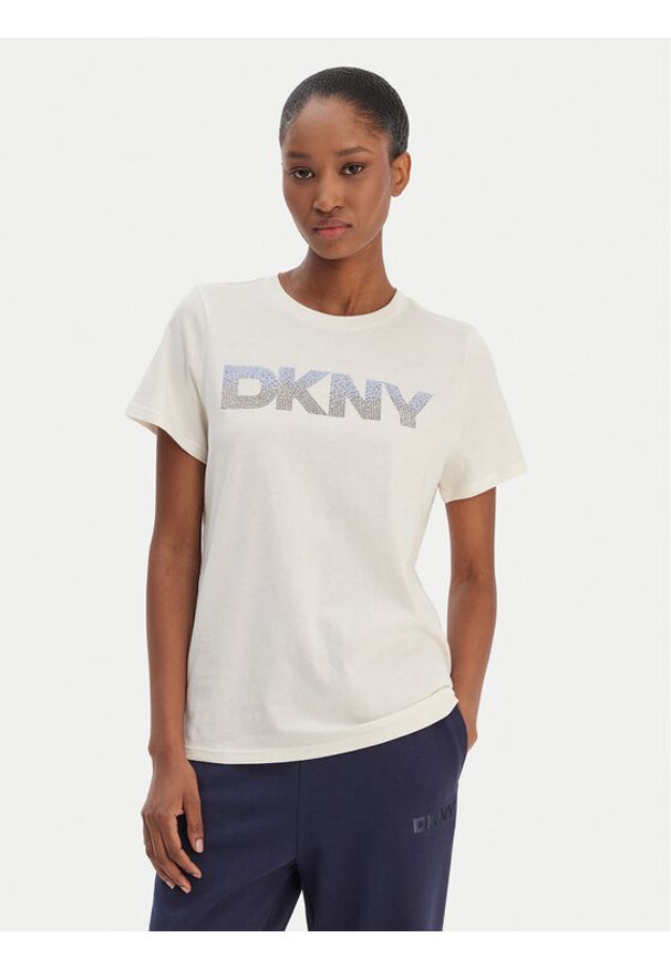 DKNY Sport T-Shirt DP6T1557 Écru Relaxed Fit. Materiał: bawełna. Styl: sportowy