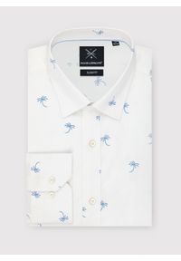 Pako Lorente - PAKO LORENTE – Biała męska koszula w palmy. Typ kołnierza: kołnierzyk klasyczny. Kolor: biały. Materiał: bawełna, elastan. Długość rękawa: długi rękaw. Długość: długie. Styl: klasyczny #10