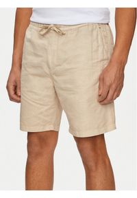 Pepe Jeans Szorty materiałowe Relaxed Linen Smart Shorts PM801093 Beżowy Regular Fit. Kolor: beżowy. Materiał: bawełna, len