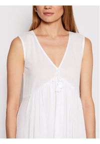 Max Mara Beachwear Sukienka letnia Volante 32210128 Biały Regular Fit. Kolor: biały. Materiał: bawełna. Sezon: lato #4