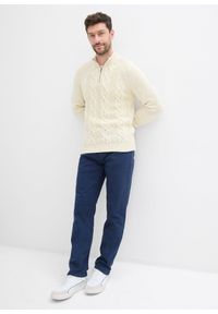 bonprix - Spodnie ocieplane ze stretchem o kroju regular fit, z puszystą flanelową podszewką, straight. Stan: podwyższony. Kolekcja: plus size. Kolor: niebieski. Materiał: elastan #3