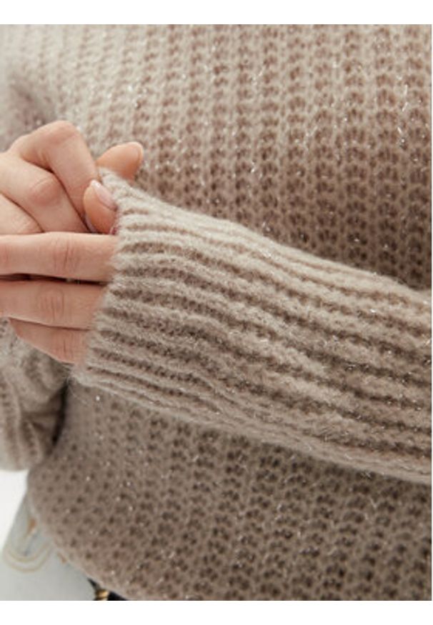 Morgan Golf 232-MDEMI Beżowy Straight Fit. Typ kołnierza: golf. Kolor: beżowy. Materiał: syntetyk