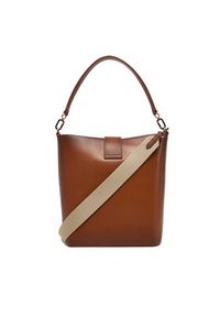 TOMMY HILFIGER - Tommy Hilfiger Torebka Heritage Leather Bucket Burn AW0AW17397 Brązowy. Kolor: brązowy. Materiał: skórzane #5