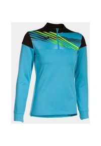 Bluza z kapturem Joma Elite X dla kobiet - Turkusowa i czarna. Typ kołnierza: kaptur. Kolor: niebieski, czarny, wielokolorowy. Materiał: poliester, elastan