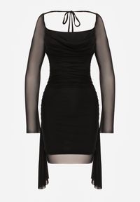 Renee - Czarna Sukienka VICES Bodycon z Siateczki z Wiązaniem na Plecach Urilryss. Kolor: czarny. Typ sukienki: bodycon #6