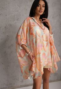 Renee - Pomarańczowa Nietoperzowa Koszula z Bawełną o Fasonie Oversize Celista. Okazja: na co dzień. Kolor: pomarańczowy. Materiał: bawełna. Styl: casual, elegancki #4