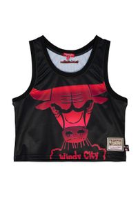 Mitchell & Ness - Damski crop top Chicago Bulls Big Face 4.0. Kolor: czarny. Sport: koszykówka #1