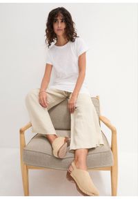 bonprix - Długi T-shirt z czystej bawełny. Kolor: biały. Materiał: bawełna. Długość rękawa: krótki rękaw. Długość: długie, krótkie #3