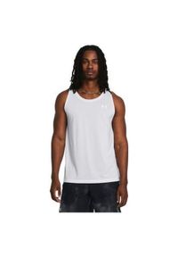 Tank top do biegania męski Under Armour Launch Singlet. Kolor: biały. Styl: sportowy