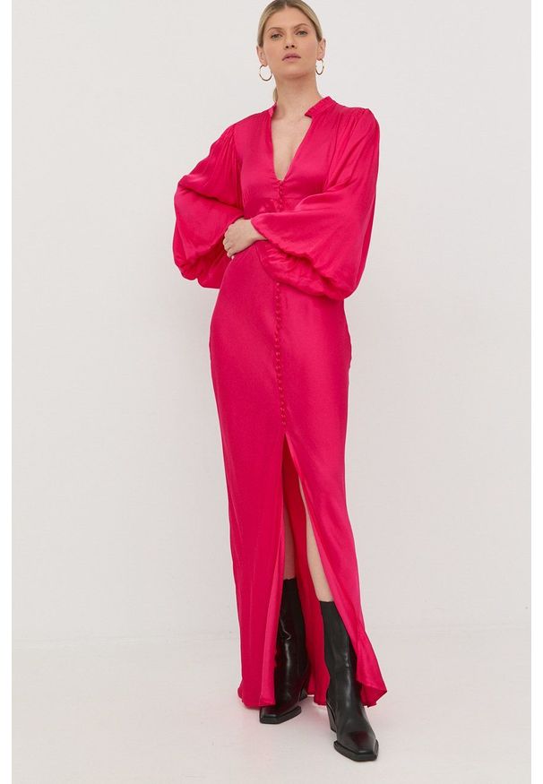 Birgitte Herskind sukienka kolor fioletowy maxi dopasowana. Kolor: fioletowy. Materiał: tkanina, guma. Typ sukienki: dopasowane. Długość: maxi