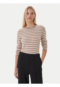 TOMMY HILFIGER - Tommy Hilfiger Sweter WW0WW40264 Beżowy Regular Fit. Kolor: beżowy. Materiał: wełna