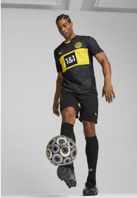Puma - Męska koszulka wyjazdowa Borussia Dortmund 24/25 PUMA Black Faster Yellow. Kolor: czarny, wielokolorowy, żółty. Materiał: poliester