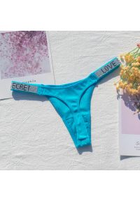 Intica - Stringi z szeroką gumką i nowoczesnym designem Dior. Kolor: niebieski. Materiał: tkanina, materiał #1