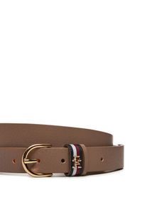 TOMMY HILFIGER - Tommy Hilfiger Pasek Damski Essential Effortless AW0AW16612 Beżowy. Kolor: beżowy. Materiał: skóra