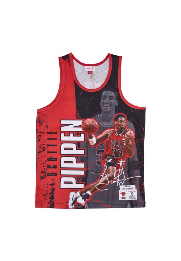 Mitchell & Ness - Siateczkowa koszulka Burst Chicago Bulls NBA Scottie Pippen. Kolor: czerwony. Sport: koszykówka