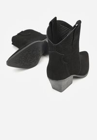 Born2be - Czarne Botki Kowbojki na Stożkowym Obcasie Elinyra. Okazja: na co dzień. Kolor: czarny. Materiał: jeans. Obcas: na obcasie. Styl: casual, elegancki. Wysokość obcasa: średni #2
