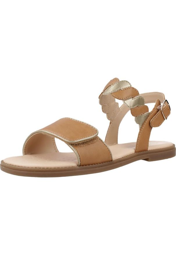 Geox - Sandały GEOX J SANDAL KARLY GIRL Jasnobrązowy. Kolor: brązowy, beżowy, wielokolorowy. Materiał: skóra, syntetyk