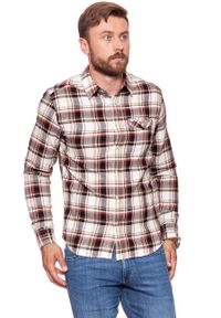 Wrangler - KOSZULA WRANGLER LS 1PKT FLAP SHIRT RED W5932SN47. Kolor: wielokolorowy. Wzór: kratka #6