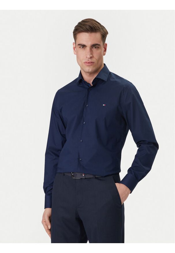 TOMMY HILFIGER - Tommy Hilfiger Koszula MW0MW43122 Granatowy Slim Fit. Kolor: niebieski. Materiał: bawełna