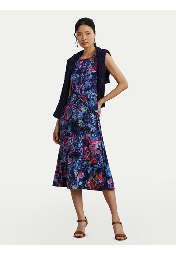 Lauren Ralph Lauren - LAUREN RALPH LAUREN Sukienka koktajlowa 200973610001 Granatowy Regular Fit. Kolor: niebieski. Materiał: syntetyk. Styl: wizytowy