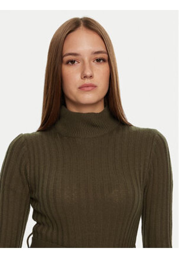 Brave Soul Sukienka dzianinowa LKD-230MURPHYB Khaki Regular Fit. Kolor: brązowy. Materiał: syntetyk