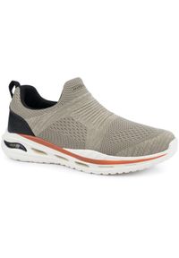 skechers - Męskie buty sportowe wsuwane beżowe SKECHERS ARCH-FIT ORVAN DENISON. Zapięcie: bez zapięcia. Kolor: beżowy