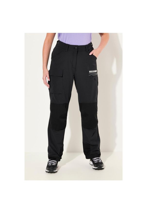 ULLA POPKEN - Damskie Hybrydowe spodnie trekkingowe HYPRAR odblaski pasek na rzep. Kolekcja: plus size. Kolor: czarny. Materiał: bawełna, poliester, materiał. Długość: długie
