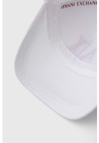 Armani Exchange czapka bawełniana kolor biały z aplikacją. Kolor: biały. Materiał: bawełna. Wzór: aplikacja #4