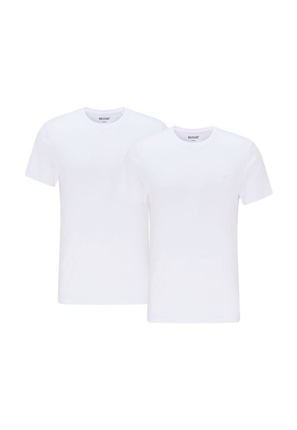 Mustang - 2PACK MUSTANG ALEX C EMBROIDERY MĘSKI T-SHIRT KOSZULKA LOGO TEE GENERAL WHITE 1015050 20045 BIAŁY. Okazja: na co dzień. Kolor: biały. Materiał: bawełna, jeans. Wzór: haft. Styl: casual, klasyczny, elegancki