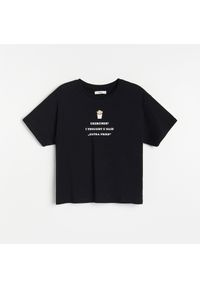Reserved - Koszulka z bawełny organicznej - Czarny. Kolor: czarny. Materiał: bawełna #1