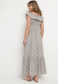 Born2be - Fioletowa Sukienka Ozdobiona Falbankami Folirae. Okazja: na spacer, na co dzień. Typ kołnierza: kołnierz z falbankami. Kolor: fioletowy. Wzór: aplikacja. Sezon: lato. Typ sukienki: sportowe. Styl: casual, sportowy #3