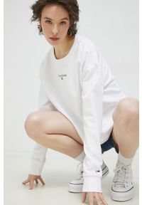 Tommy Jeans bluza damska kolor biały z nadrukiem. Kolor: biały. Materiał: bawełna, dzianina. Wzór: nadruk #1
