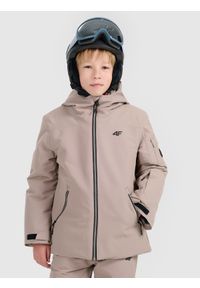 4f - 4F Kurtka snowboardowa membrana 8000 chłopięca - brązowa 152 (11-12 lat). Kolor: brązowy. Materiał: poliester. Sezon: lato