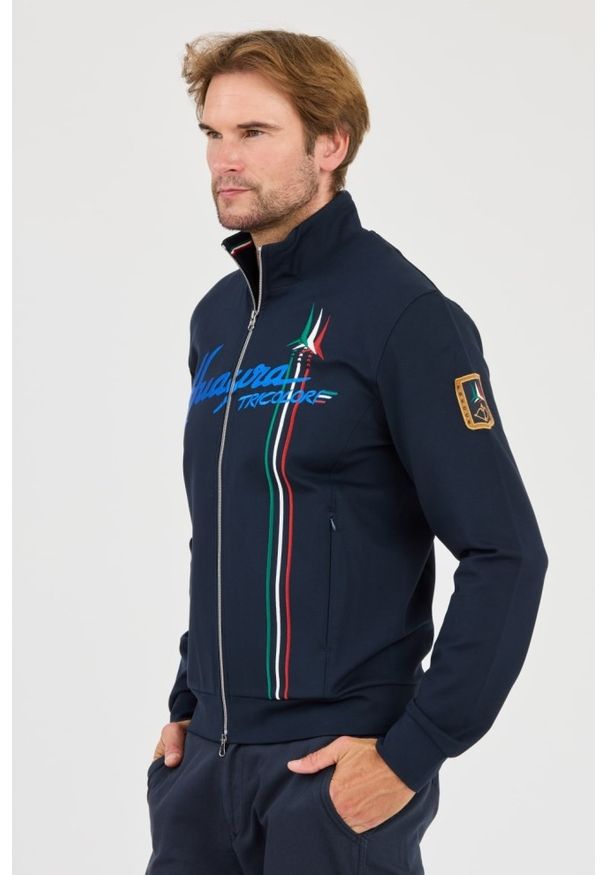Aeronautica Militare - AERONAUTICA MILLITARE Granatowa bluza rozpinana SWEATSHIRT. Kolor: niebieski