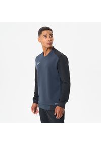 KIPSTA - Bluza do piłki nożnej T100. Typ kołnierza: dekolt w kształcie V. Kolor: czarny, szary, wielokolorowy. Materiał: poliester, prążkowany, materiał, tkanina, elastan. Sport: piłka nożna, fitness