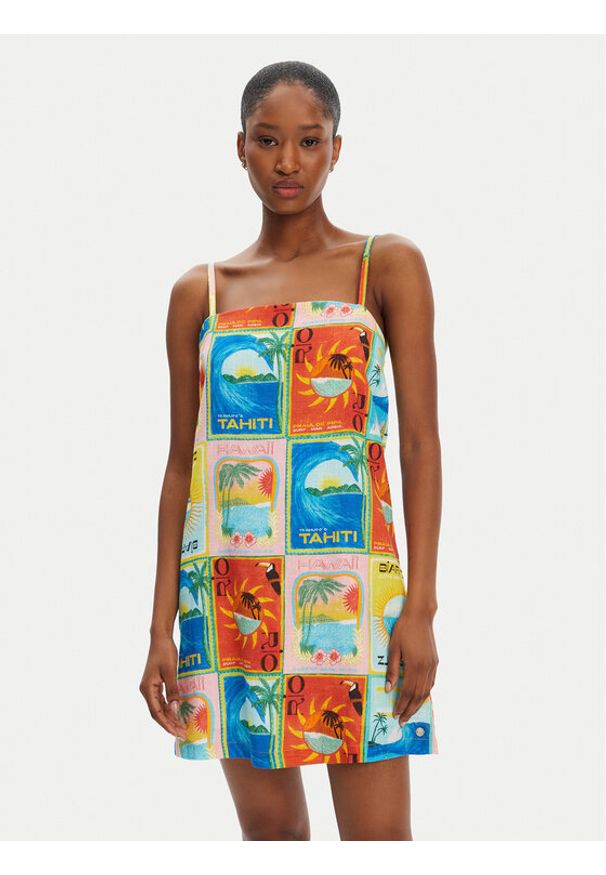 Roxy Sukienka letnia Atlas Playa Blanca ERJWD03860 Kolorowy Regular Fit. Materiał: bawełna. Wzór: kolorowy. Sezon: lato