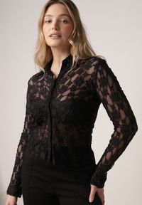 Born2be - Czarna Koszula Ozdobiona Koronką Lanelv. Okazja: na co dzień. Kolor: czarny. Materiał: koronka. Wzór: aplikacja, koronka. Styl: casual, klasyczny #3