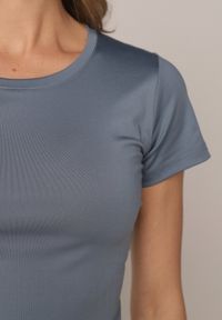 Born2be - Jasnoniebieski Gładki T-shirt o Klasycznym Kroju Lycoris. Okazja: do domu, do pracy, na co dzień. Kolor: niebieski. Materiał: jeans. Wzór: gładki. Styl: klasyczny #2