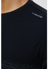 Viking t-shirt sportowy Lenta kolor czarny z nadrukiem. Kolor: czarny. Materiał: skóra, poliester, materiał, włókno. Wzór: nadruk. Styl: sportowy
